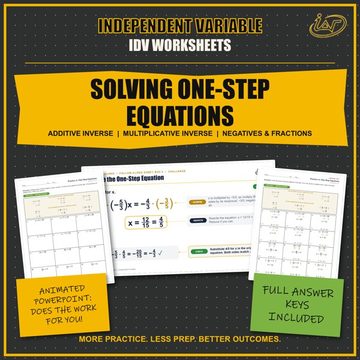 Solving One-Step Equations lesson cover