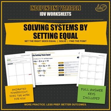 Solving Systems by Setting Equations Equal lesson cover